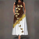 Floral Print Women's Maxi Dress with Pockets
