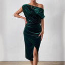 Off-Shoulder Midi Dress with Flowing Design
