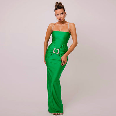 Stylish Women’s Evening Dress with Decorative Belt