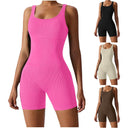 Ribbed Texture Women's Figure-Hugging Sports Bodysuit