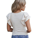 Textured Ruffle Women's Blouse Top