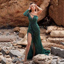 Festive Cocktail Dress with Asymmetrical Glitter Top