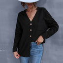 Chic Cropped Blouse with Button Accents