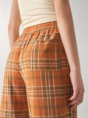 Checked Culotte Pants with Elastic Waist for Women