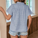 Women's Modern Stripe Short Sleeve Blouse