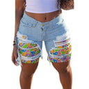 Trendy Women's Denim Shorts with Vibrant Fringe Design