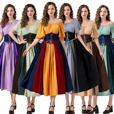 Chic Maxi Dress with Lacing & Flowing Sleeves