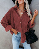Chic Women's Corduroy Button-Up Blouse