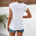 Chic Women's Blouse with Ruffle Accents and Eyelet Embroidery