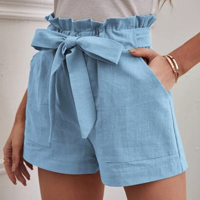 Chic Linen Tie Belt Pants for Women