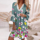 Floral Lace Accent Women's Tunic Dress