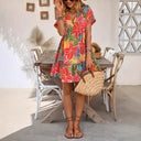Floral Ruffle Short-Sleeve Women's Dress