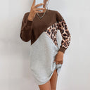 Animal Print Asymmetric Sweatshirt Dress for Women