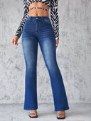 High Waist Flared Jeans in Stretch Denim for Women