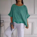 Chic Women's Blouse with Ruffled Hem