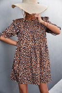 Trendy Leopard Print Women's Dress with Ruffles
