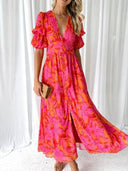 Floral V-Neck Maxi Dress for Women