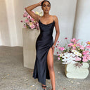Chic Maxi Dress with Side Slit and Adjustable Straps
