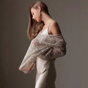 Women's Asymmetrical Mesh Blouse with Sparkling Details