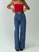 Chic Women's High-Waist Wide Leg Jeans with Stylish Waist Design