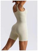 Ribbed Texture Women's Figure-Hugging Sports Bodysuit