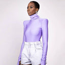 Chic Women's Turtleneck Bodysuit in Stretch Fabric