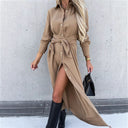 Chic Women's Wrap Shirt Dress with Button Placket