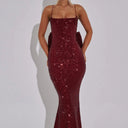 Stunning Evening Gown with Shimmering Sequins and Chic Accents