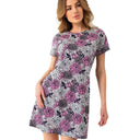 Floral Mini Dress for Women - Cotton Round Neck Design