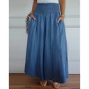 Women's Stylish Wide-Leg Trousers with Stretch Waist and Pockets