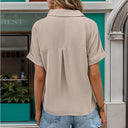 Chic Women's V-Neck Blouse with Chest Pocket