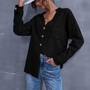Chic Cropped Blouse with Button Accents
