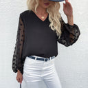 Chic Women's Blouse with Puff Sleeves and Textured Design