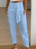 Chic Women's Chino Trousers with Stylish Belt and Pockets