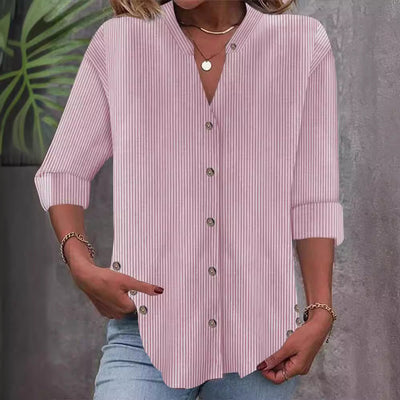 Stylish Women's Striped Button-Down Blouse