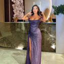 Sophisticated Evening Dress with Chic Draping and High Slit