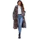 Stylish Long Faux Fur Blazer with Trendy Snake Print