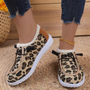 Leopard Print Ladies' Cozy Sneakers in Plush Fabric
