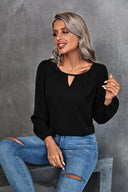 Chic V-Neck Blouse with Puff Sleeves