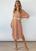 Floral Print Women's Shirt Dress with Adjustable Belt