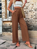 Chic Women's Pants with Elastic Waist and Pockets