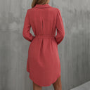 Stylish Women's Shirt Dress with Adjustable Belt and Button Detail