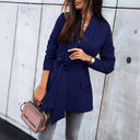 Stylish Women's Blazer with Belt and Pockets
