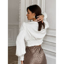 Chic V-Neck Twisted Blouse with Ruffle Details