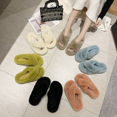 Women's Cozy Fluffy Slippers with Unique Straps
