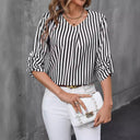 Chic Striped V-Neck Blouse for Women