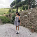 Floral Check Halter Neck Dress for Women