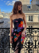 Chic Floral Print Cocktail Dress with Fringe Accents