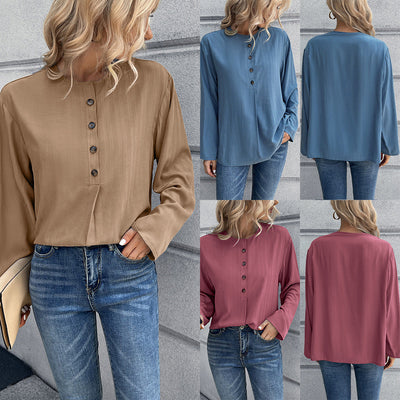 Chic Long Sleeve Button-Detail Blouse for Women