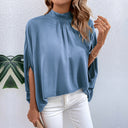 Chic Women's Chiffon Tunic with Stand-Up Collar